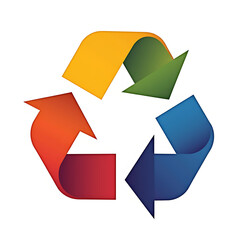 Colorful recycling symbol on white background