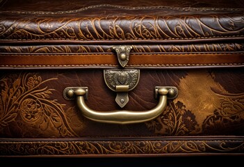 Fototapeta premium A brown leather suitcase with a lock on it.