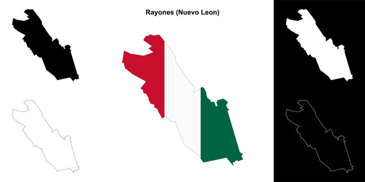 Rayones municipality (Nuevo Leon) outline map set