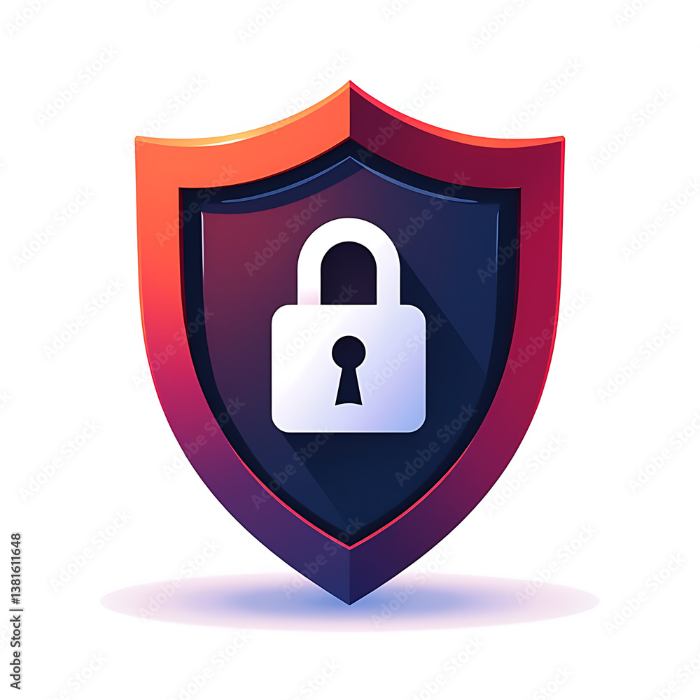 Poster digital shield with padlock icon on abstract background