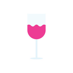 glass of wine flat icon vector illustration. Champagne flute, celebration drink, party, drink glasses vector design illustration. 