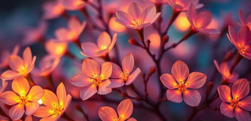 Magic glowing blooming flowers, wallpaper