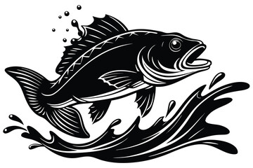 fish jumping out of the water, silhouette.