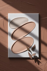Minimalist Abstract Canvas Art with Earthy Tones and Natural Leaf Accents in Soft Afternoon Light