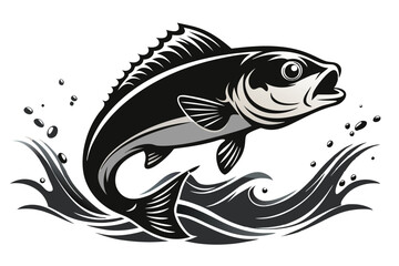 fish jumping out of the water, silhouette.