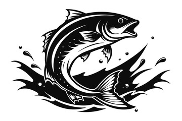 fish jumping out of the water, silhouette.