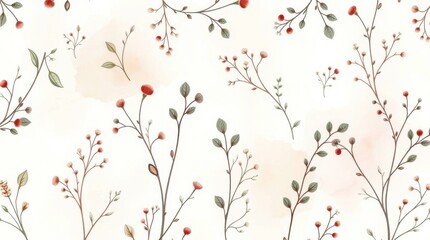 Pattern, wallpaper, delicate flowers on light beige background