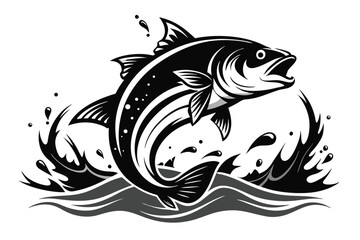 fish jumping out of the water, silhouette.