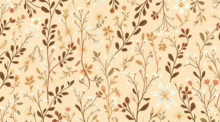 Pattern, wallpaper, delicate flowers on light beige background