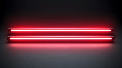 Two bright red glowing light bars against a dark background