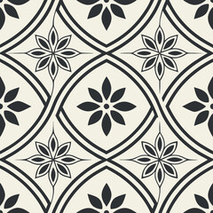 Elegant floral pattern in black and white showcasing intricate design on a light background suitable for various decor styles
