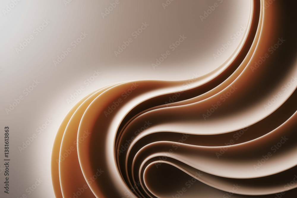 Poster fluid abstract waves in warm earthy tones creating a serene and elegant atmosphere