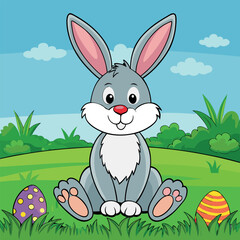 Easter rabbit, easter Bunny. Vector illustration.

