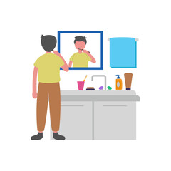 Brushing Teeth For Dental Hygiene Vector Illustration