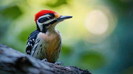 Middle spotted woodpecker in its habitat, natural wildlife setting 
