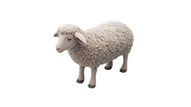 A fluffy sheep standing on a transparent background ideal for various design projects and crea