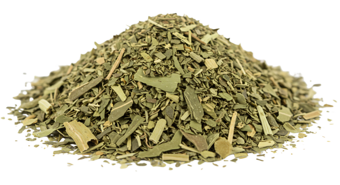 Pile of Yerba Mate Tea Leaves Ready for Brewing Drink