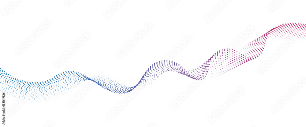 Poster flowing dot wave halftone gradient pattern on transparent background
