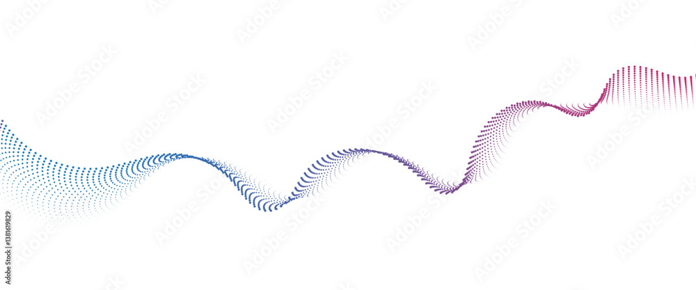 Poster flowing dot wave halftone gradient pattern on transparent background