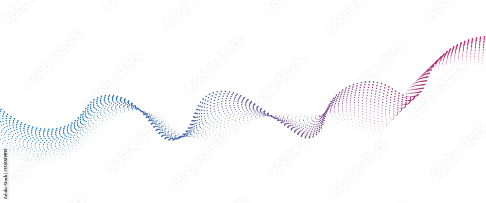 Poster flowing dot wave halftone gradient pattern on transparent background