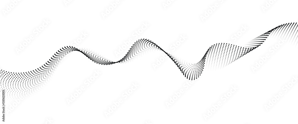 Poster flowing dot wave halftone gradient pattern on transparent background