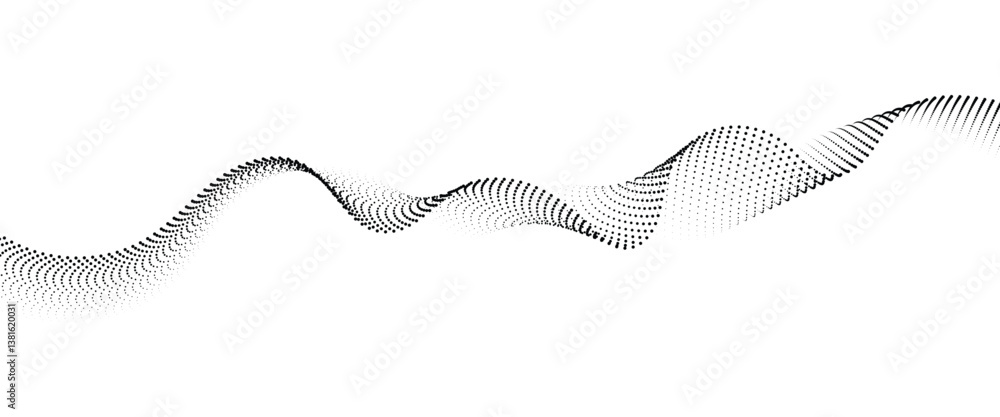 Poster flowing dot wave halftone gradient pattern on transparent background