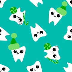 Medicine seamless teeth Christmas pattern for wrapping paper and fabrics and linens
