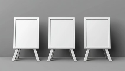 Three blank wooden-framed signs displayed against a vibrant red background. showcasing a minimalist design perfect for promotional or artistic purposes