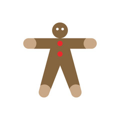 gingerbread man flat design illustration. Christmas design element vector illustration. 