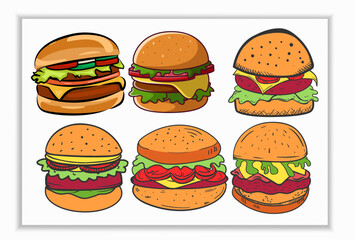 Burger icon vector set. fast food illustration sign collection. food symbol.