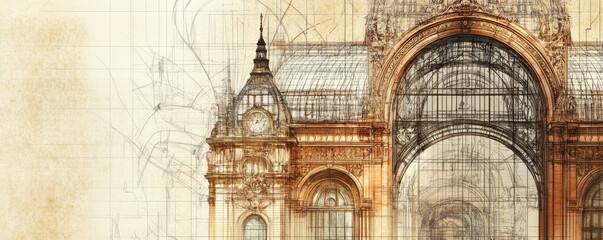 Architectural masterpiece, layered with sketches