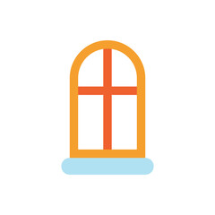 Window flat icon vector illustration. Interior room house icon element vector design illustration. 