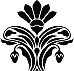 Ornate floral design, black and white, symmetrical pattern vector