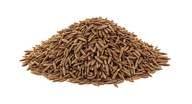 Pile of Aromatic Cumin Seeds on White Background for Culinary Use