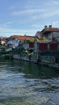 Combarro, horreos and stone crosses overlooking peaceful water in galicia, spain