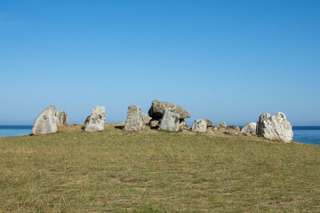 Ancient grave built during the stone age in the south of Sweden by the sea.