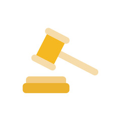 Hammer knock flat icon vector design illustration. Lawyer icon theme, justice symbol element, judgement vector design illustration. 