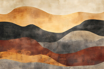 Abstract Art Depicting Rolling Hills In Earth Tones
