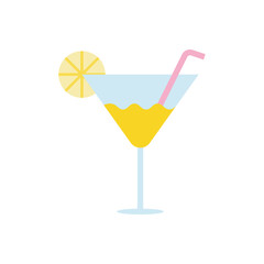 Lemon juice flat icon vector illustration. Fresh juice in summer icin vector design illustration. 