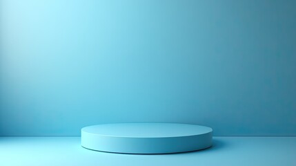 Petrol blue podium placed on blue background, designed for cosmetic product presentation in 3D