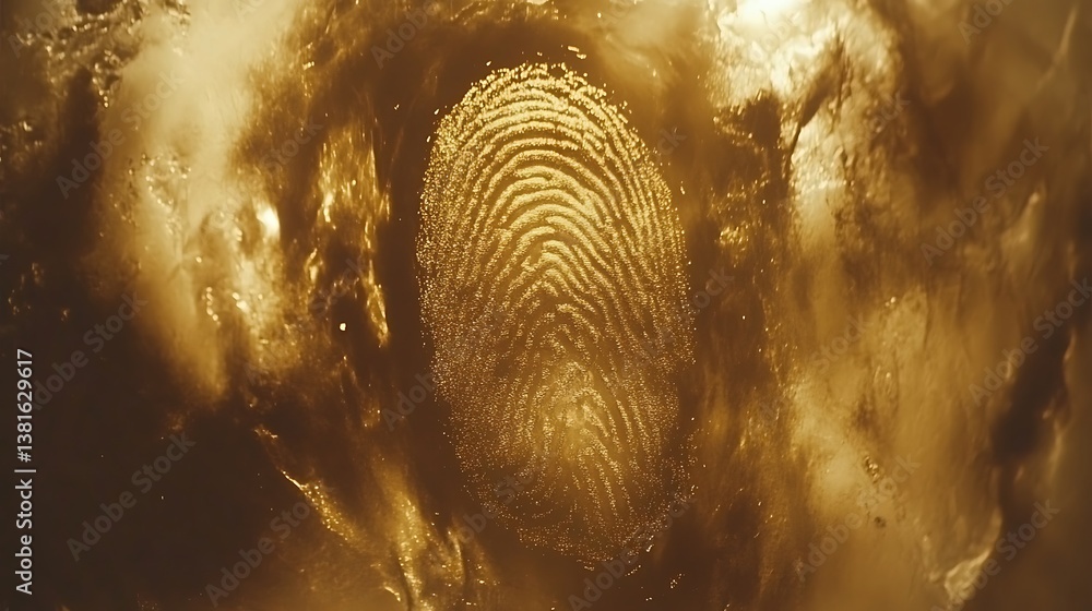 Poster an isolated fingerprint impression displayed on a smooth reflective surface