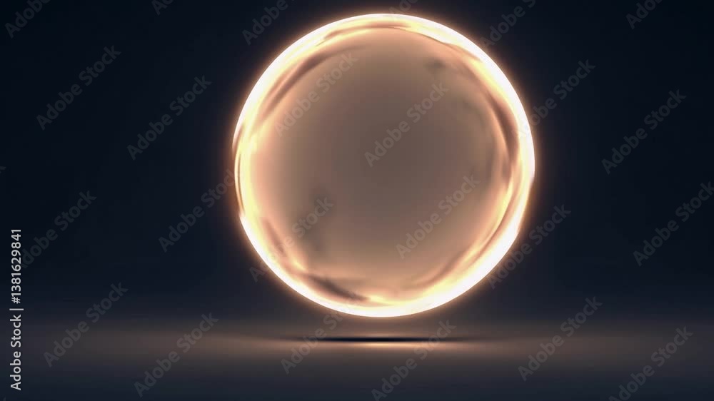 Poster orange glowing plasma ball smoothly expands and contracts, creating a mesmerizing visual effect agai
