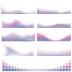 set of abstract gradient halftone dotted banners on transparent background - Pop art template texture Vector illustration