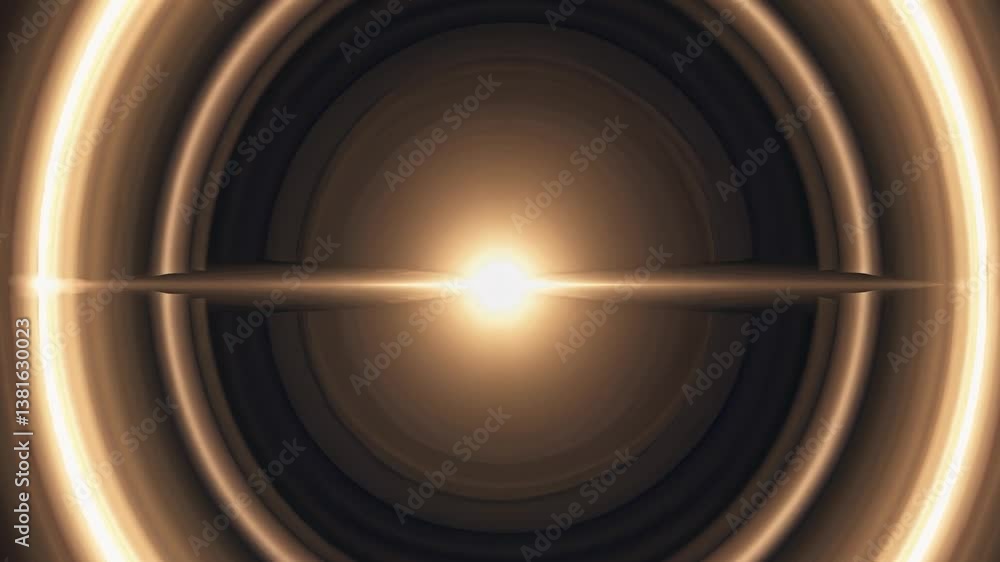 Poster golden light glowing and expanding through concentric circles, creating mesmerizing visual depth wit