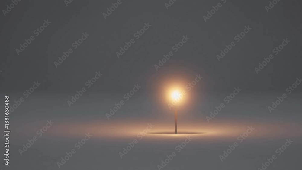 Poster light pulsating, expanding and contracting on slender stick against pristine white background, gener