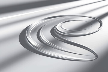 Abstract Fluid Design in Metallic Silver with Elegant Shadows and Sleek Lines