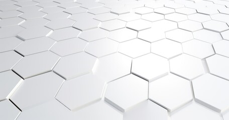 Naklejka premium 3d render of white abstract background with hexagon pattern