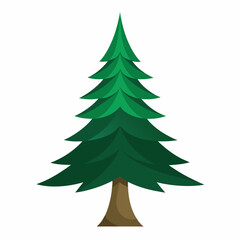 Green Christmas Tree Illustration on White Background