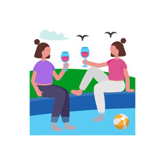 Splash Fun at Pool Party Flat Vector Illustration