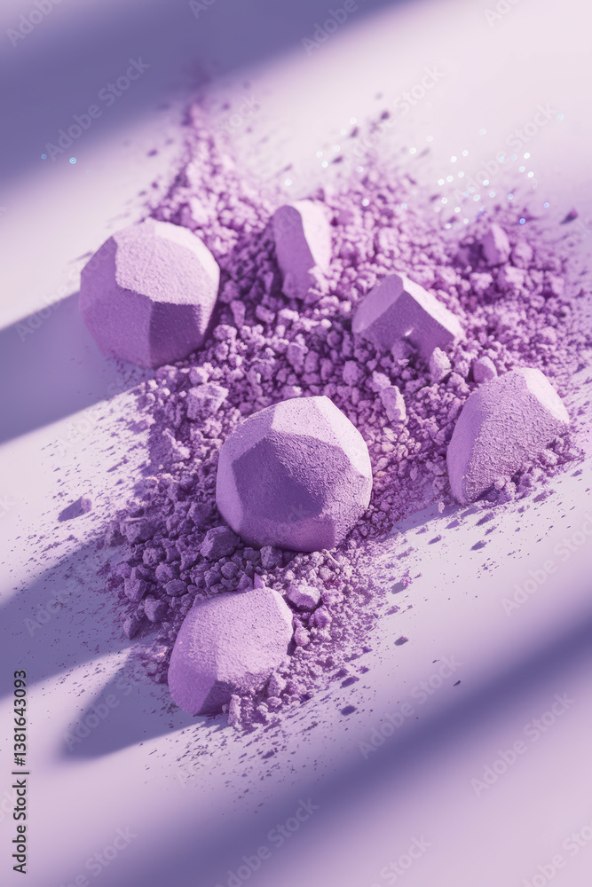 Aufkleber artistic purple chalk dust creating dynamic shapes and textures in soft light